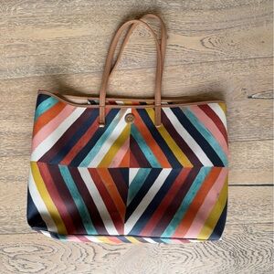 Tory Burch Multicolor Chevron Tote